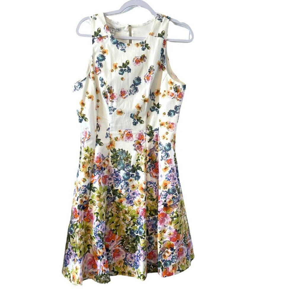 Maggy London Dress Vintage Style Garden Party Barbie Core Floral 12 Sleeveless